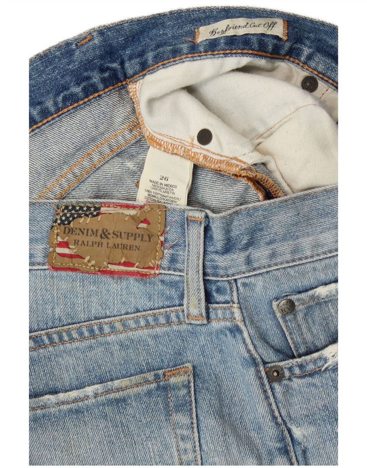 Calça jeans feminina Ralph Lauren Boyfriend Distressed W26 pequena azul