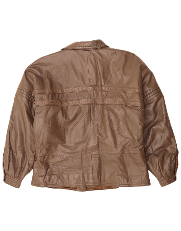 Jaqueta de couro feminina VINTAGE UK 18 XL marrom