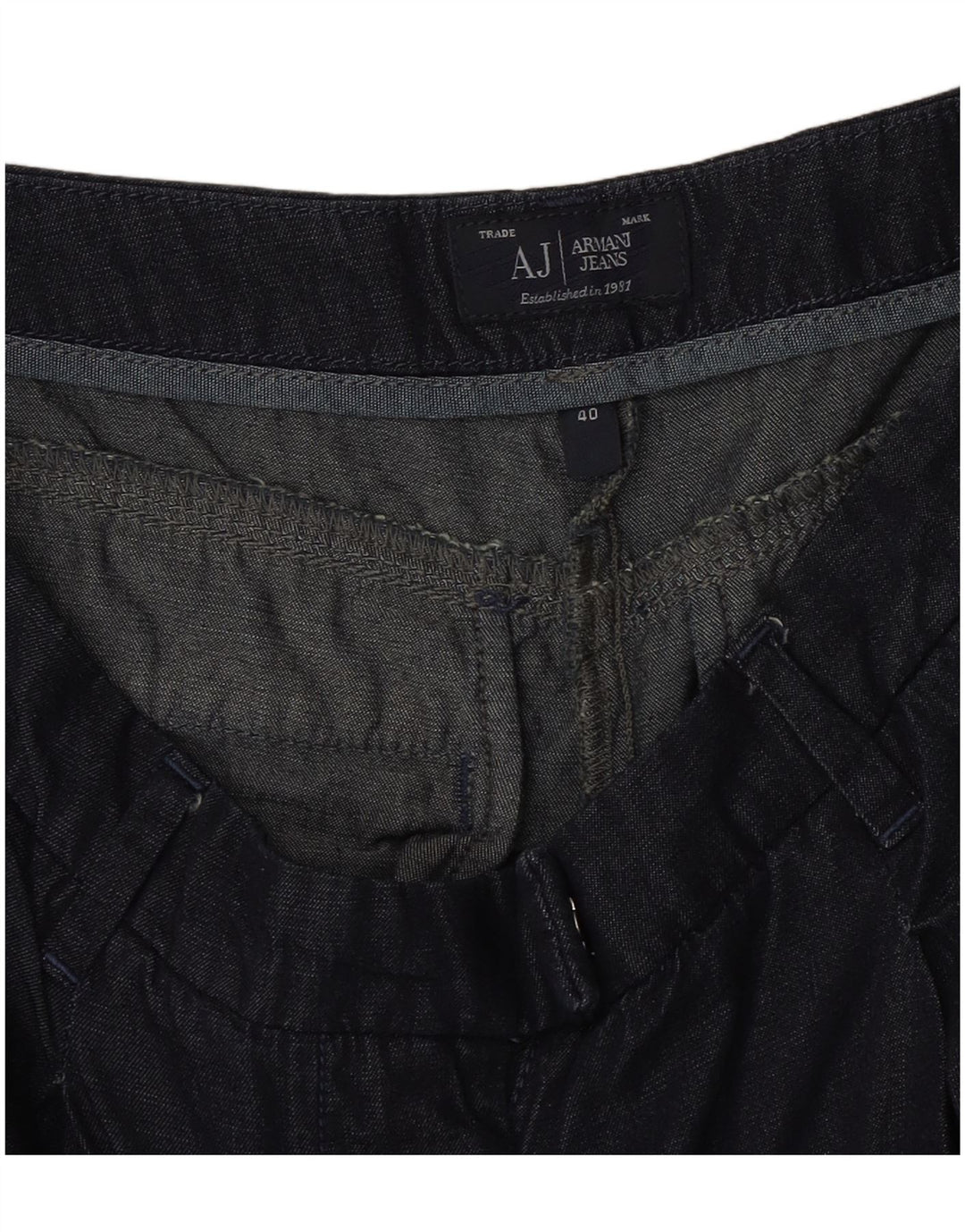Jeans retos femininos Armani IT 40 pequeno W30 L25 azul marinho
