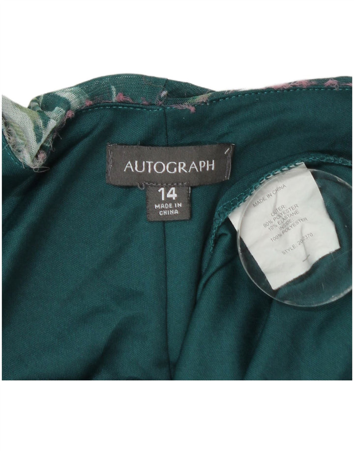 Blusa feminina de manga curta Autograph da Marks & Spencer Reino Unido 14 grande verde