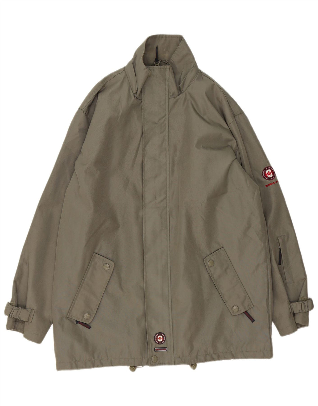 Jaqueta de chuva masculina VINTAGE UK 38 poliéster cáqui médio