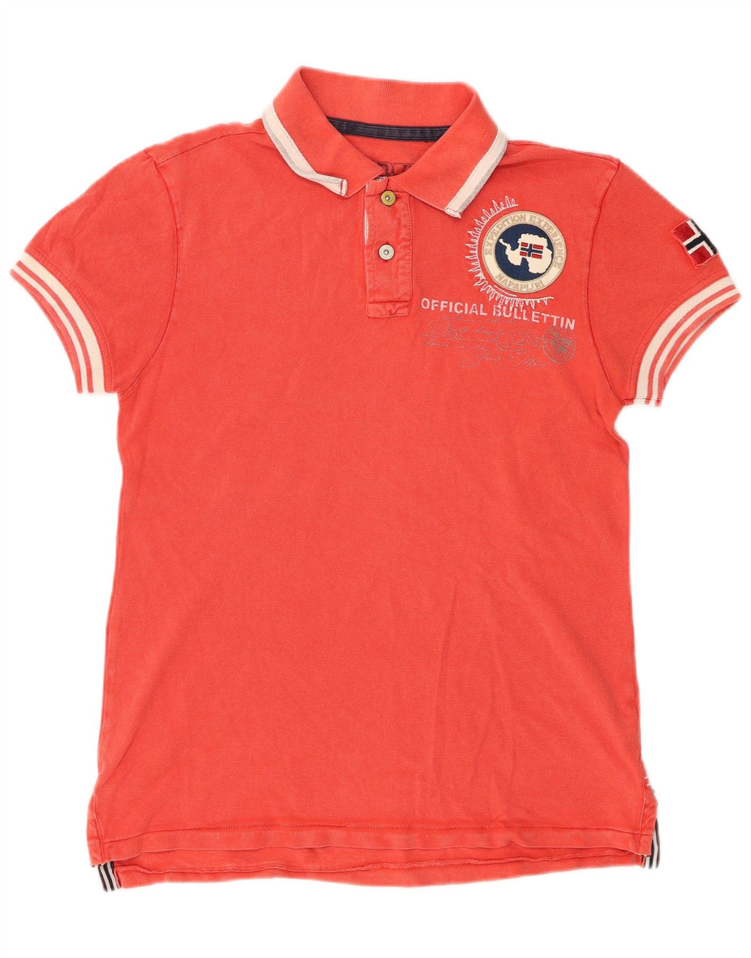 Camisa polo masculina com estampa geográfica NAPAPIJRI pequena de algodão vermelho