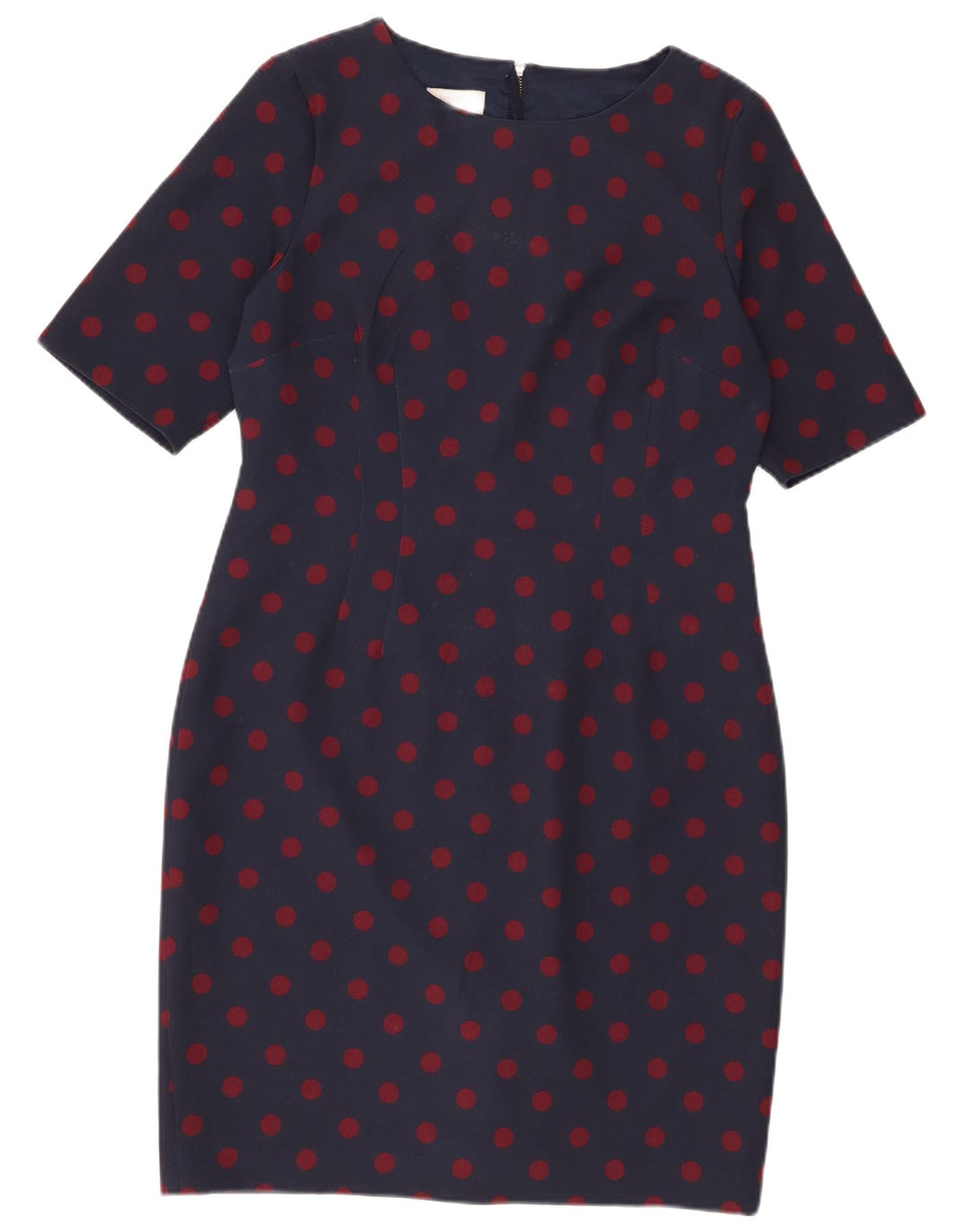 Vestido bainha feminino Hobbs UK 14 poliéster manchado azul marinho médio