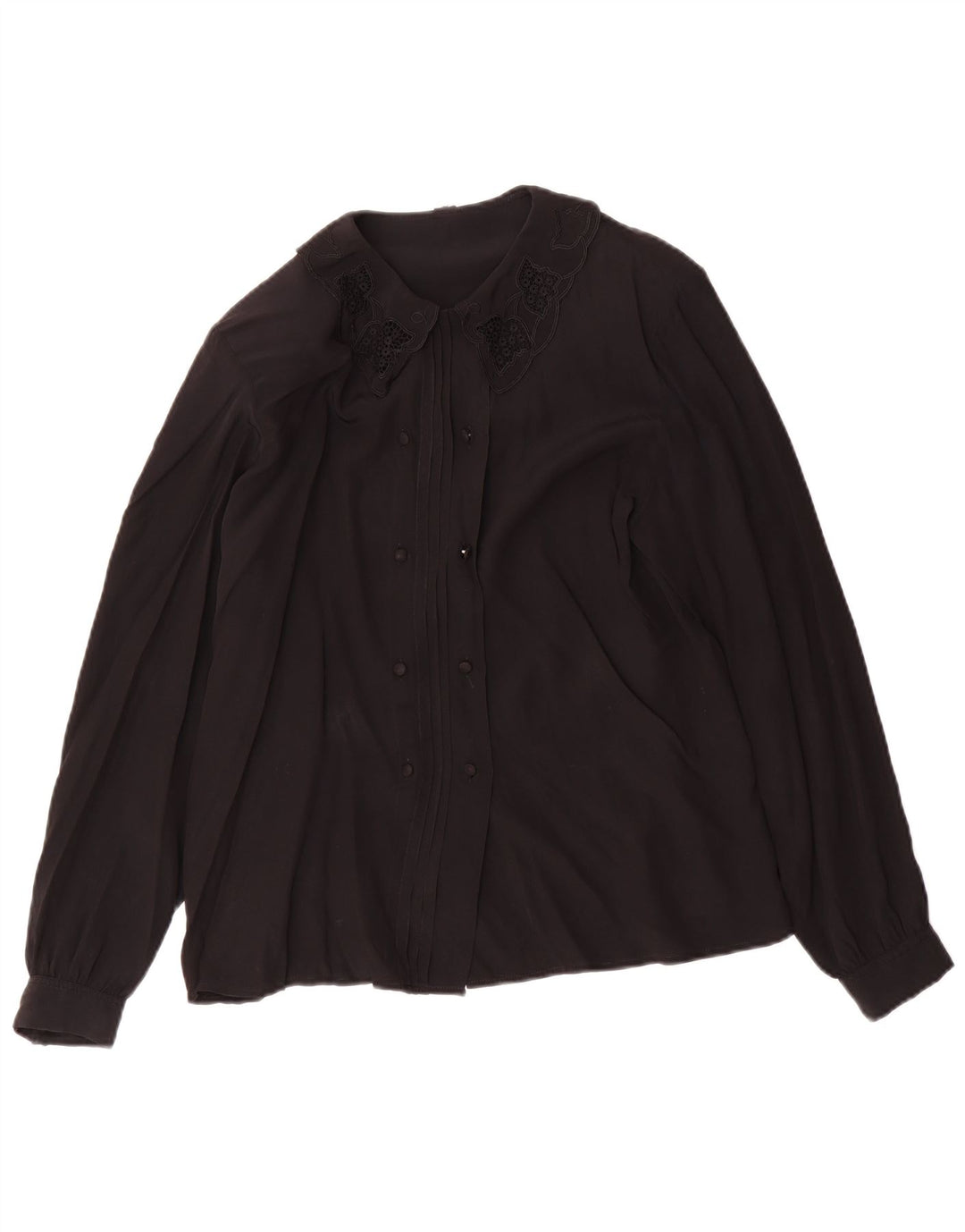 Blusa feminina vintage UK 12 acetato preto médio