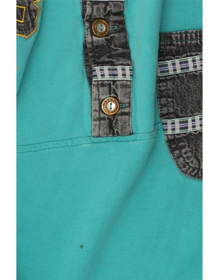 Suéter gráfico masculino vintage grande bloco colorido turquesa