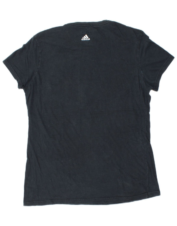 Camiseta feminina gráfica Adidas UK 14 grande algodão azul marinho