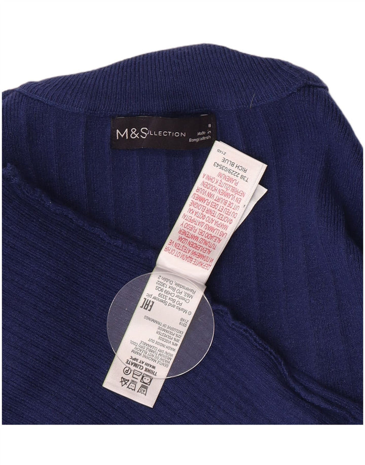 Suéter feminino Marks & Spencer com gola tartaruga Reino Unido 8 viscose azul pequena