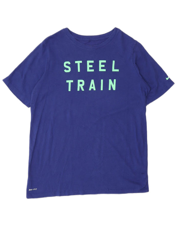 Nike Womens Athletic Cut Graphic T-Shirt Top UK 18 XL Blue Cotton