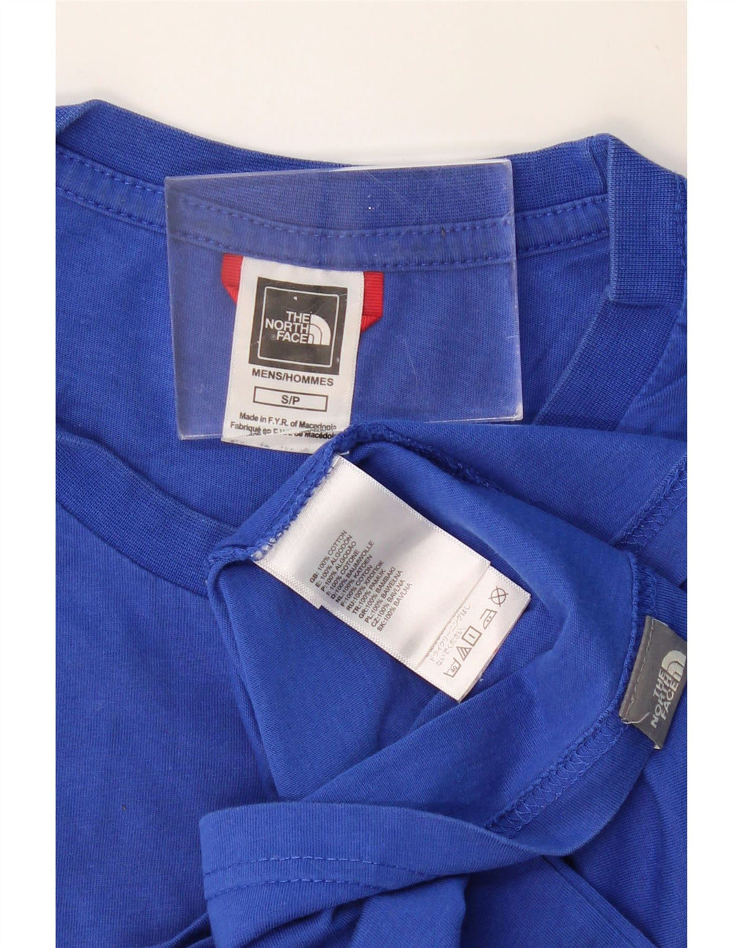 THE NORTH FACE Top gráfico masculino manga comprida pequeno algodão azul