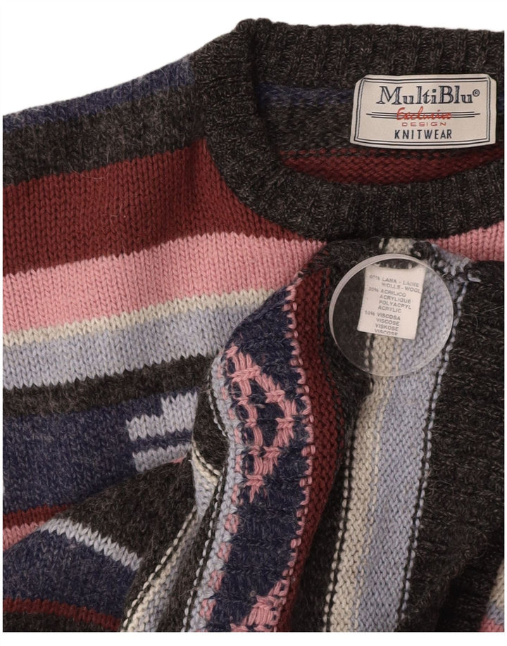 Suéter feminino MULTIBLU com gola redonda UK 18 XL multicolorido asteca