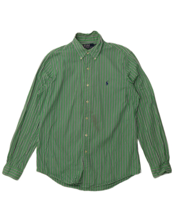 Polo Ralph Lauren Mens Custom Fit Camisa Tamanho 40/41 16 Grande Listra Verde