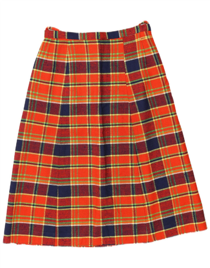 Saia feminina vintage linha A W28 xadrez vermelho médio