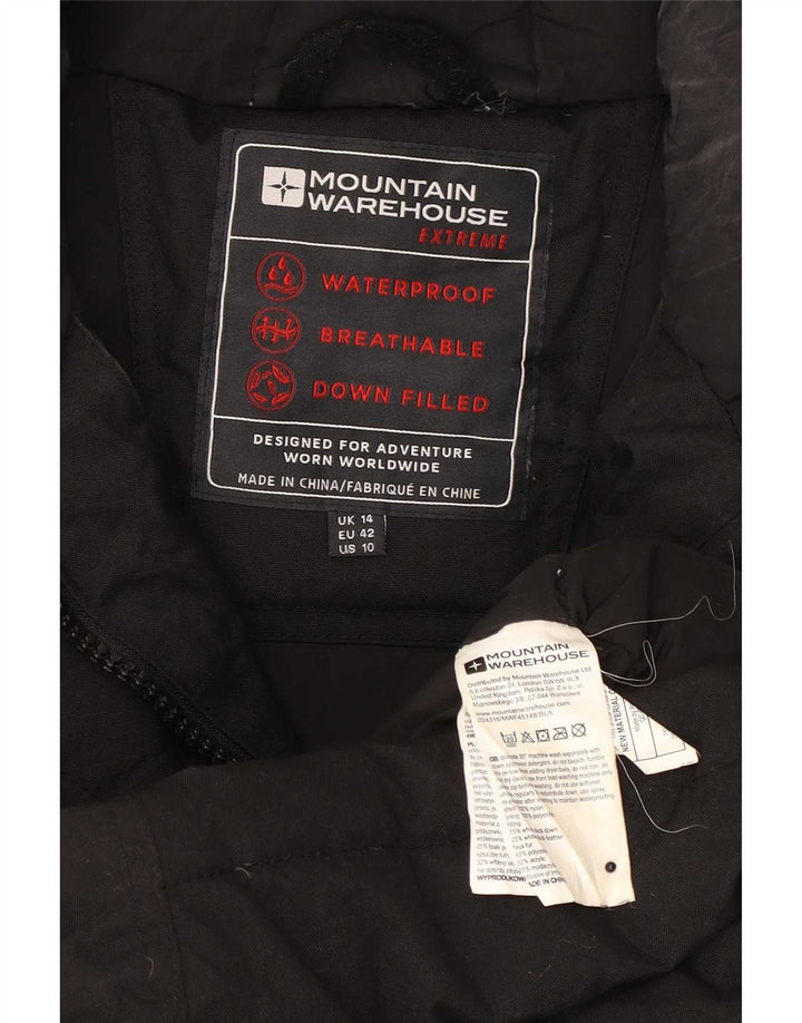 Casaco acolchoado com capuz feminino do armazém da montanha poliéster preto grande Reino Unido 14