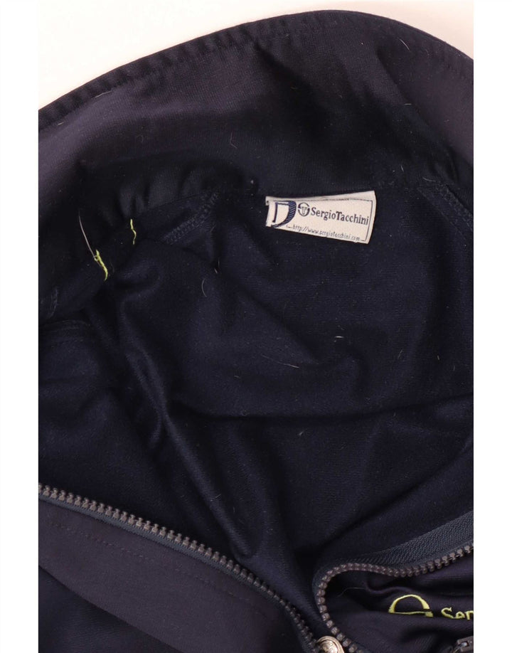 Sergio Tacchini Jaqueta masculina de agasalho grande bloco colorido azul marinho