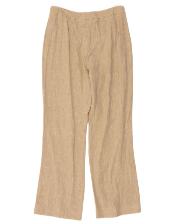 Calça feminina Sasha cintura alta reta casual Reino Unido 12 médio W30 L27 bege