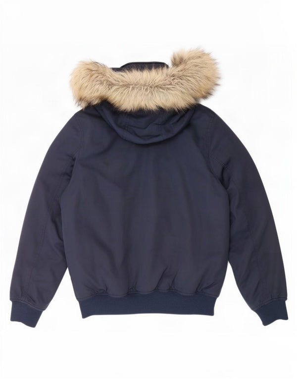 Jaqueta masculina acolchoada com capuz Tommy Hilfiger Reino Unido 34 XS azul marinho poliéster