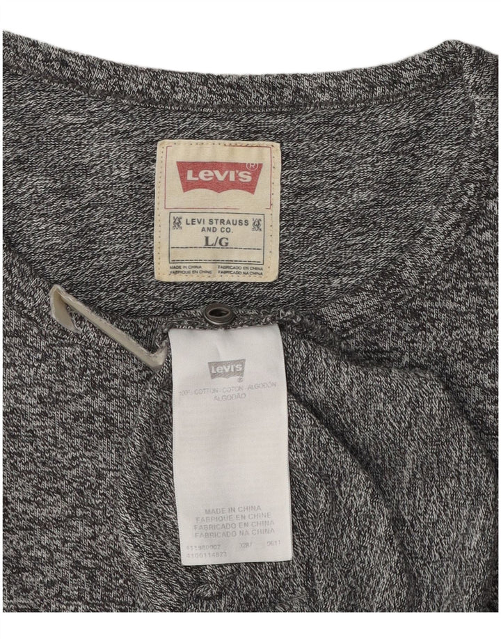 LEVI'S Top masculino de manga comprida grande algodão manchado cinza