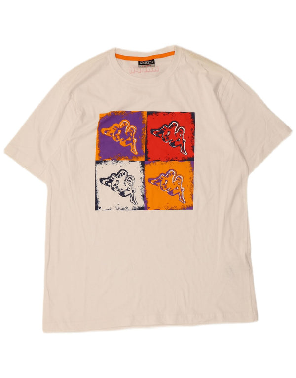 Camiseta feminina Kappa com estampa gráfica UK 18 XL algodão branco