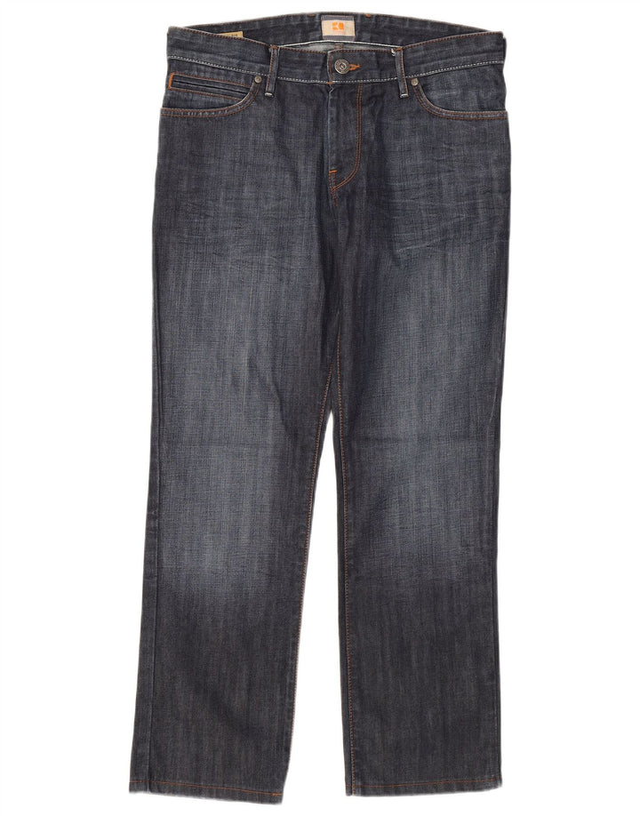 Hugo Boss Mens Straight Jeans W32 L29 Azul Marinho Algodão