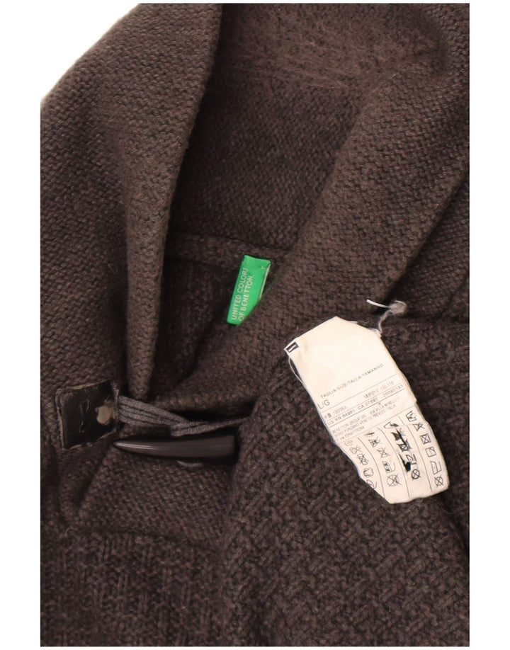 Suéter masculino Benetton com gola xale e lã cinza grande
