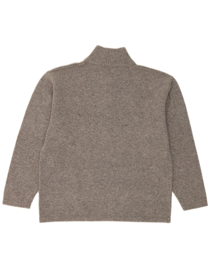 Suéter masculino Kappa com zíper e gola 2XL lã virgem manchada cinza