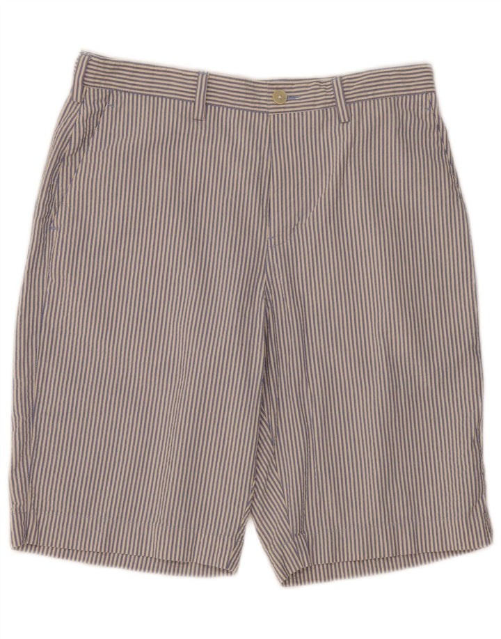Shorts chino masculino Marks & Spencer W32 algodão listrado azul médio