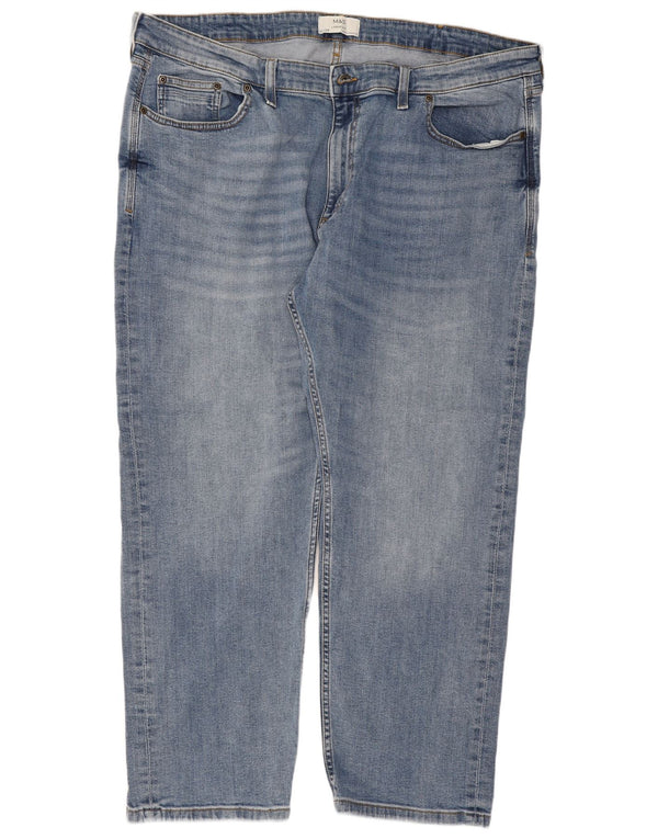 Calça jeans feminina Marks & Spencer cintura alta solta W42 L29 algodão azul