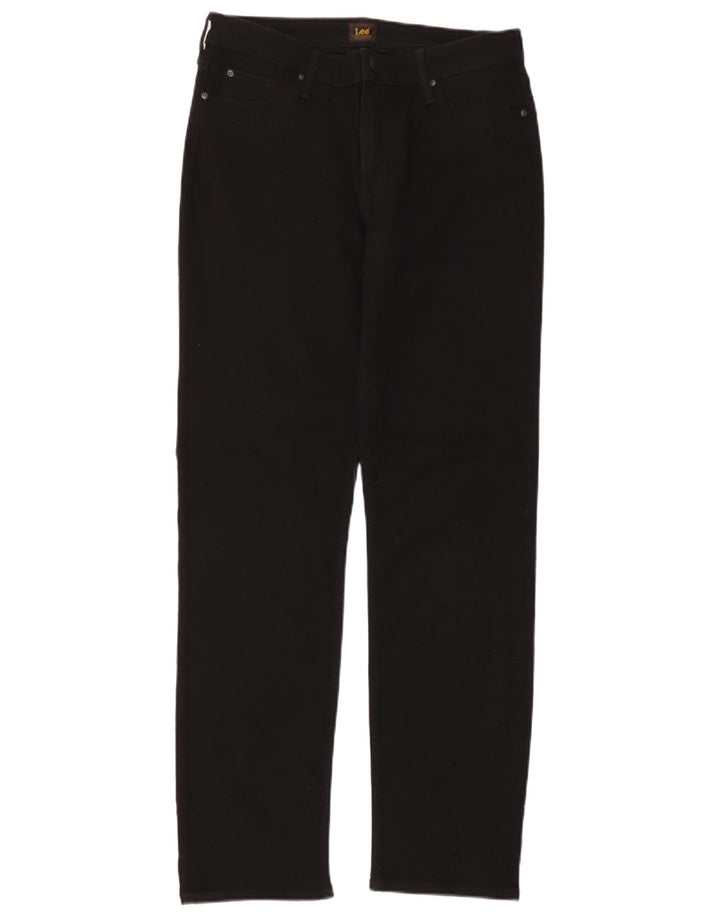 Lee Womens Marion Straight Jeans W34 L33 Algodão Preto