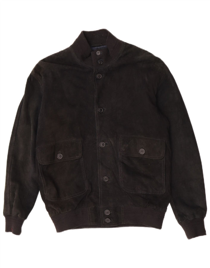 Jaqueta bomber masculina Zarro em camurça IT 50 grande couro preto