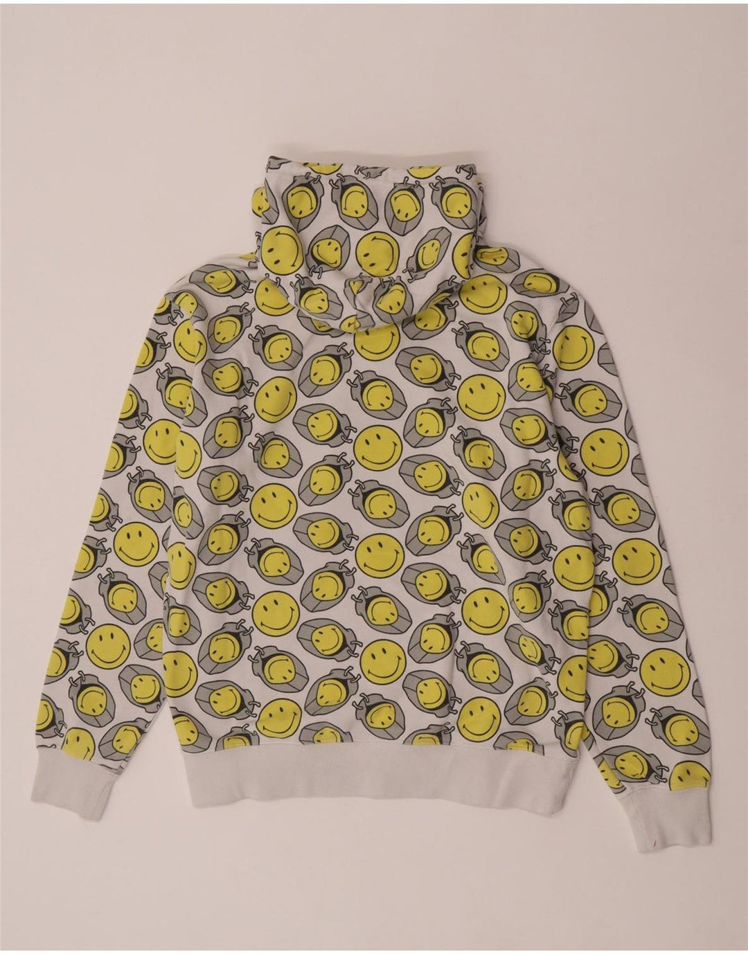 Champion masculino smiley gráfico moletom com capuz pequeno amarelo geométrico