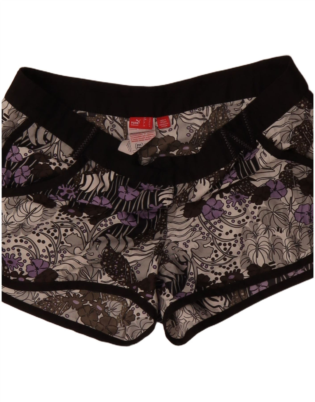 Shorts de natação femininos Puma UK 12 poliéster floral multicolorido médio