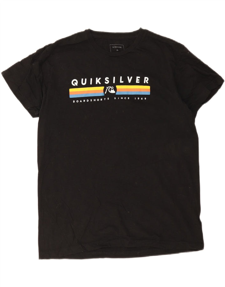 Camiseta gráfica masculina Quiksilver Top médio algodão preto