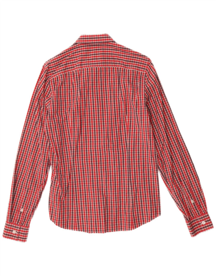 Camisa masculina Calvin Klein Jeans média xadrez vermelha de algodão