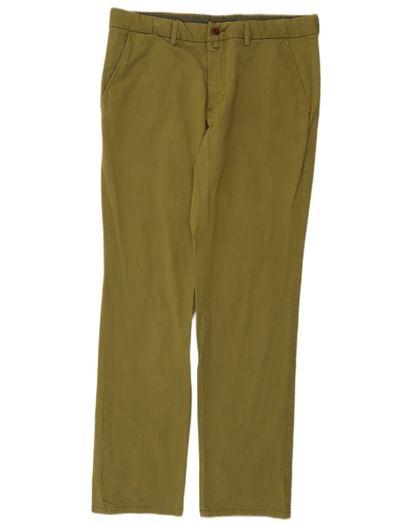 Calça chino masculina Gant Soho cintura baixa reta W34 L32 algodão verde