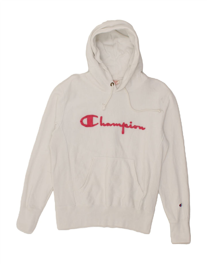 CHAMPION Womens Graphic Hoodie Jumper UK 14 Medium Grey Cotton Vintage Champion and Second-Hand Champion from Messina Hembry 