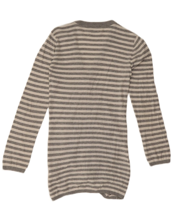 Suéter Adidas Longline Cardigan IT 34 2XS Cinza Listrado Algodão