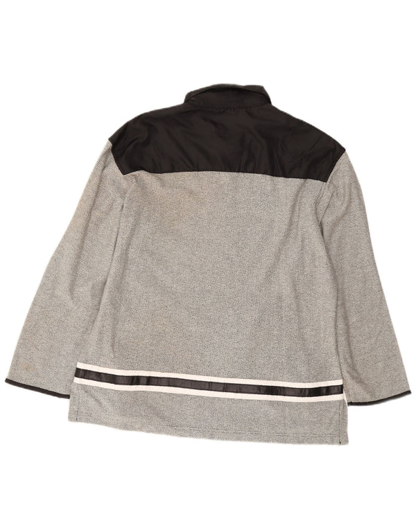 Camisa polo masculina ZONE gráfica de manga comprida em bloco cinza médio