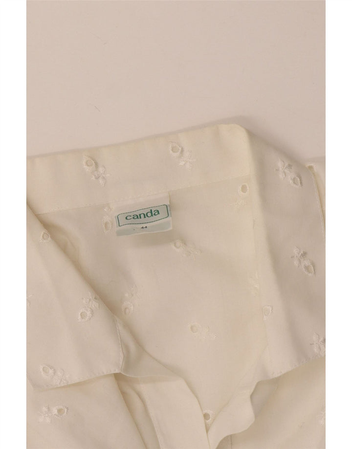 Blusa feminina C&A de manga curta EU 44 XL branca floral poliéster