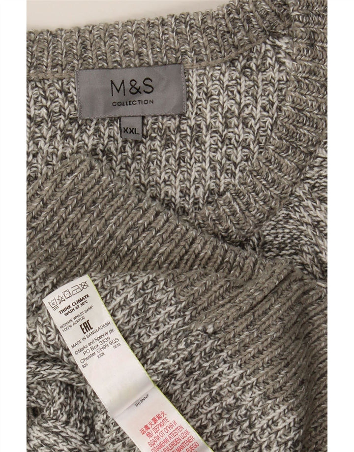 Suéter masculino Marks & Spencer com gola redonda 2XL acrílico manchado cinza