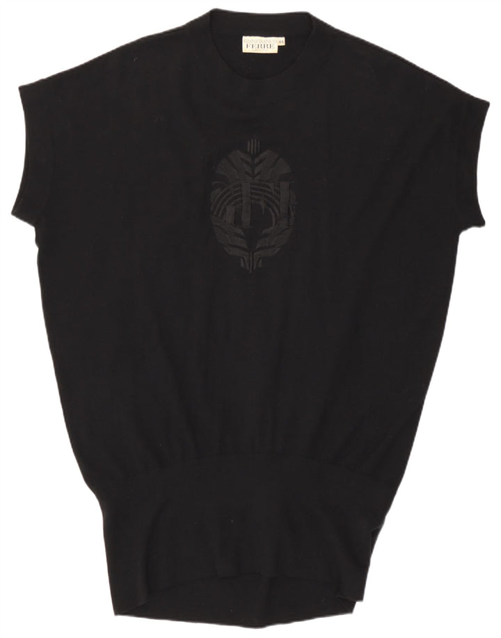 Gianfranco Ferre Vestido feminino estampado com cintura baixa IT 44 médio preto