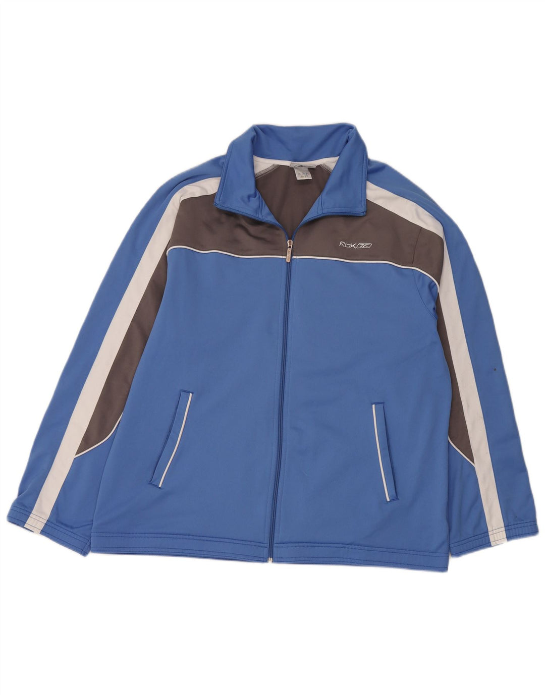 Reebok Mens Regular Fit Tracksuit Top Jaqueta XL Azul Colorblock Poliéster