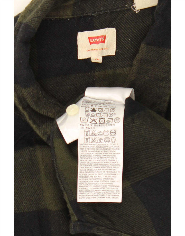 Camisa masculina de flanela Levi's 2XL algodão xadrez cáqui