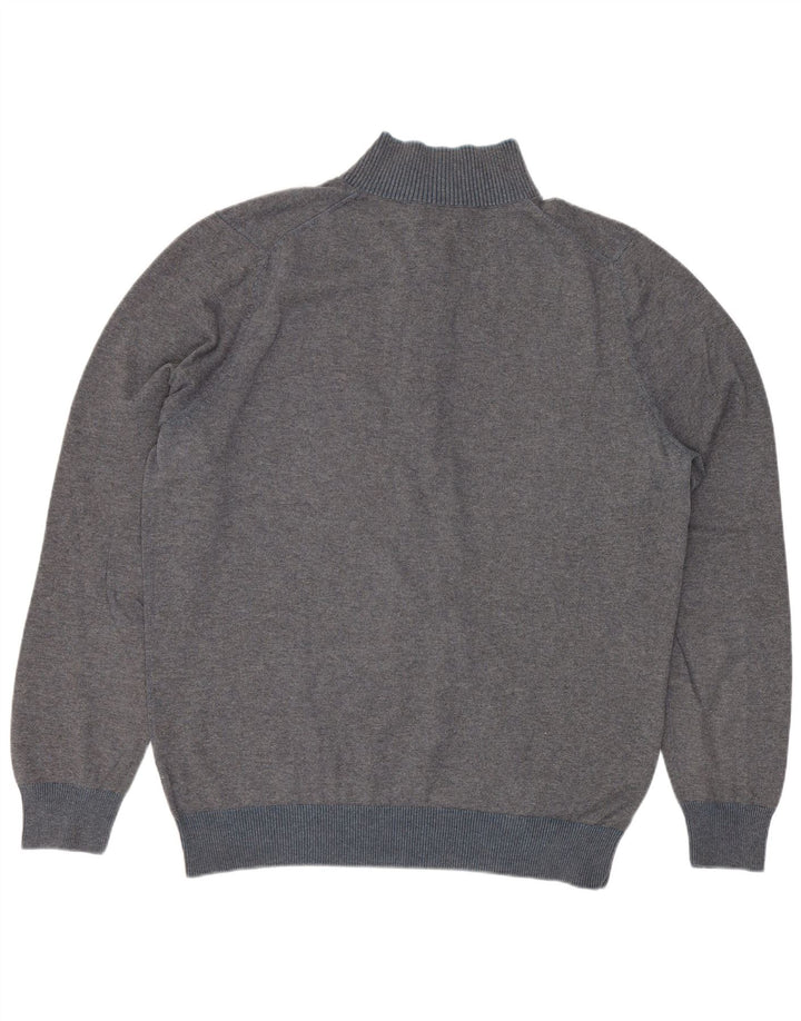 Suéter masculino Massimo Dutti com gola redonda e algodão cinza grande