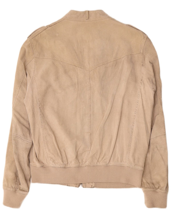 Conbipel Mens Suede Biker Jacket IT 54 XL Couro Cinza