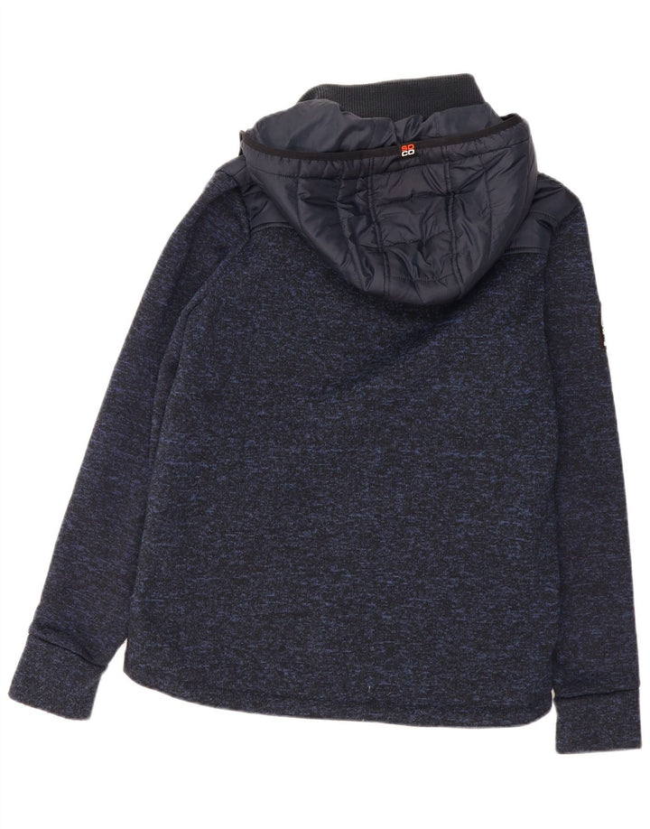 Jaqueta acolchoada com capuz masculina Superdry Reino Unido 40 grande poliéster manchado azul marinho