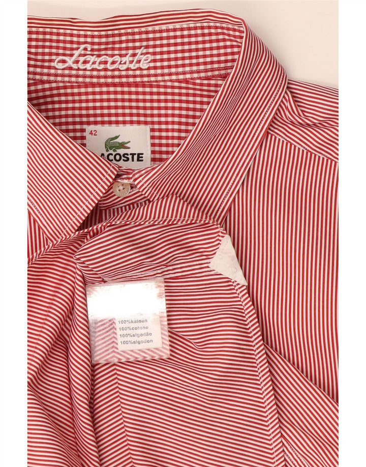 Camisa masculina Lacoste tamanho 42 grande algodão listrado vermelho