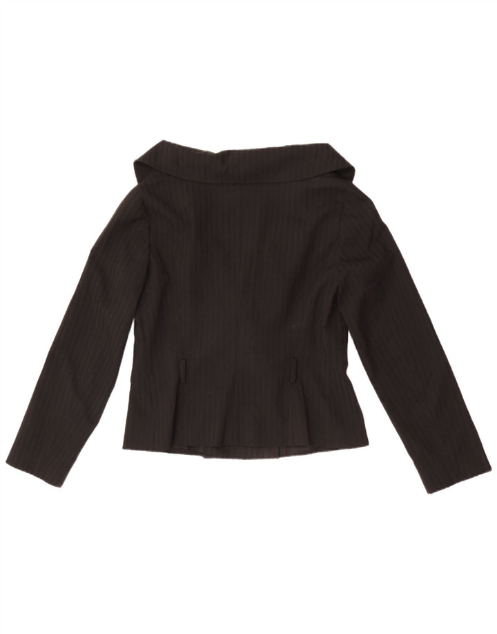 Jaqueta blazer feminina Zara Reino Unido 14 grande poliéster listrado preto