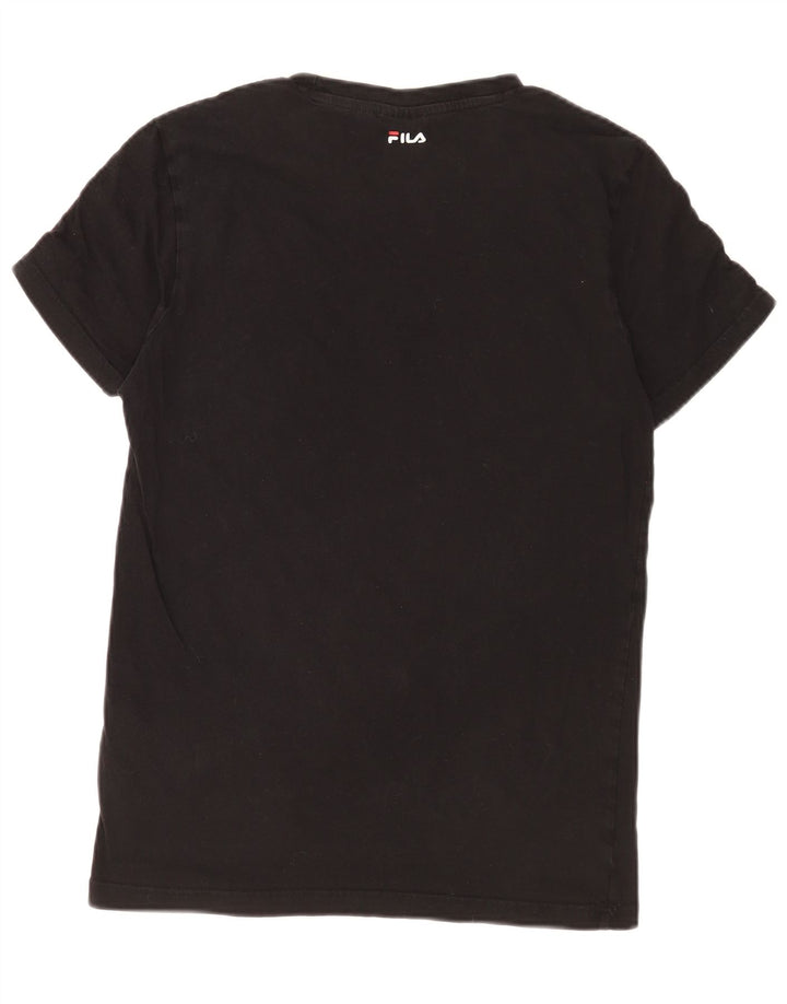 Fila Mens Graphic T-Shirt Top Pequeno Algodão Preto