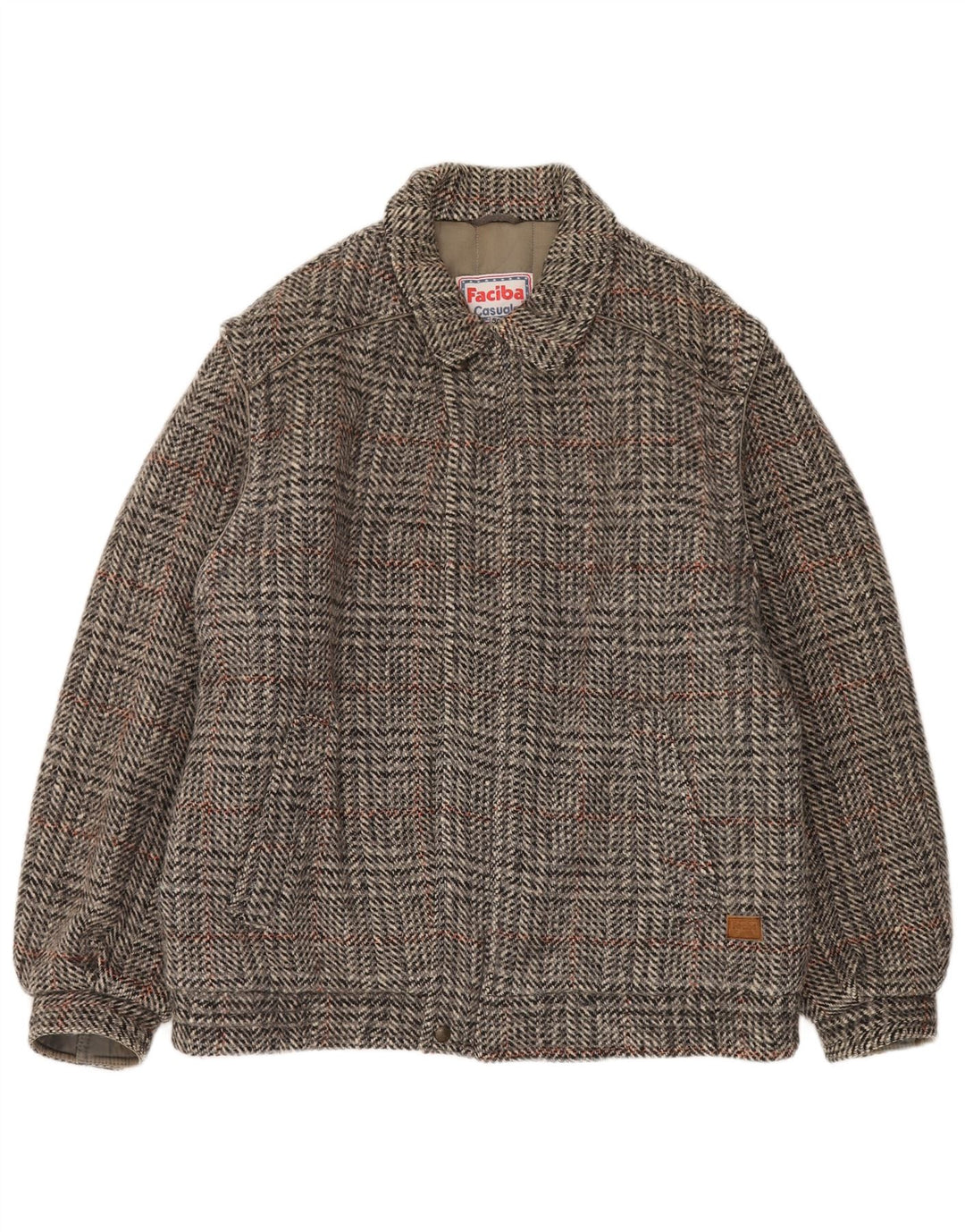 Jaqueta bomber masculina Faciba IT 50 grande lã xadrez cinza