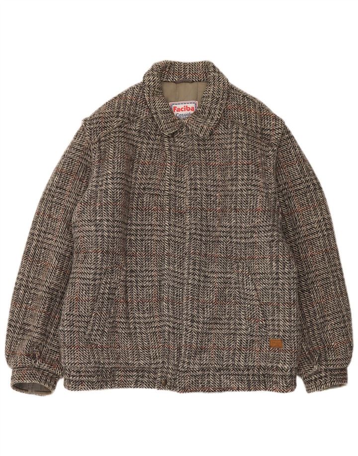 Jaqueta bomber masculina Faciba IT 50 grande lã xadrez cinza